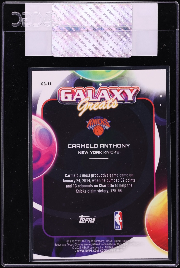 2025 Topps Chrome Cosmic Galaxy Greats Carmelo Anthony #GG-11 CGC AUTH