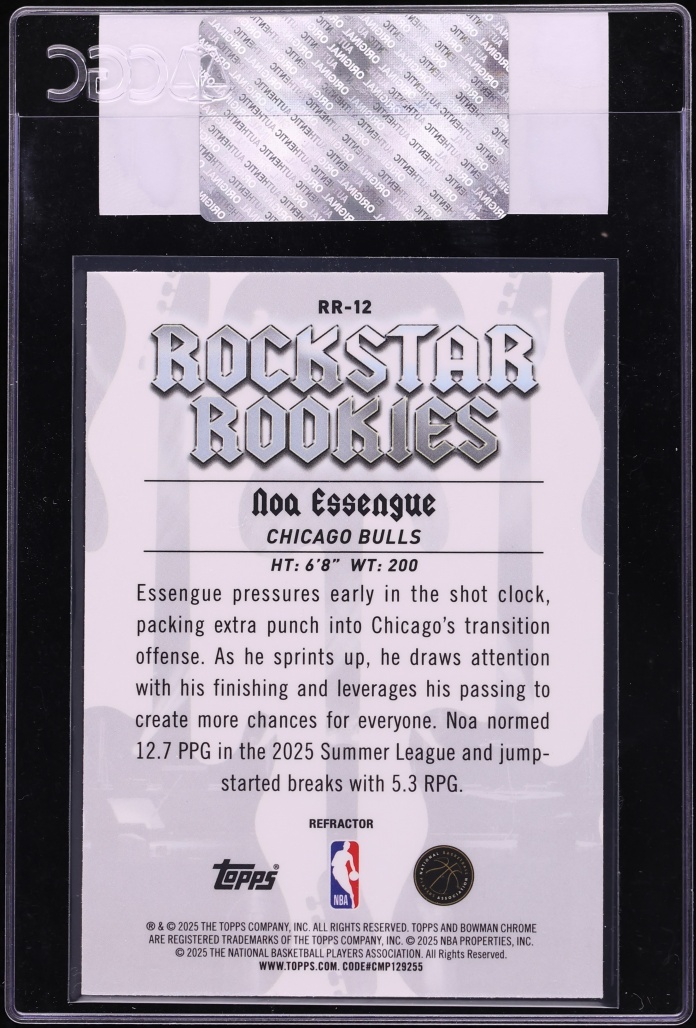2025 Bowman Rockstar Refractor Noa Essengue ROOKIE #RR-12 CGC AUTH