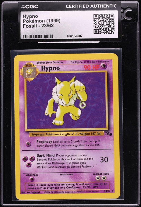 1999 hypno pokemon card Fossil 8 Hypno-holo PSA 8 Graded this card is the perfect way to showcase your collection. HYPNO - 8/62 - Fossil