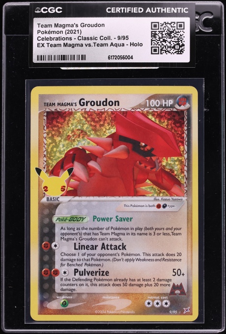 2021 Pokemon Sword & Shield Celebrations Holo Team Magma's Groudon #9 CGC AUTH