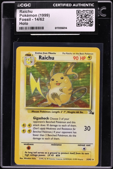 1995 raichu pokemon card value 29/62 1999 Fossil #29 1st Edition PSA 9 If heads Raichu Fossil 29/62 - 1995,