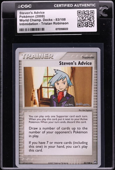 2008 Pokemon World Champ Intimidation Tristan Robinson Steven's Advice #83 CGC AUTH