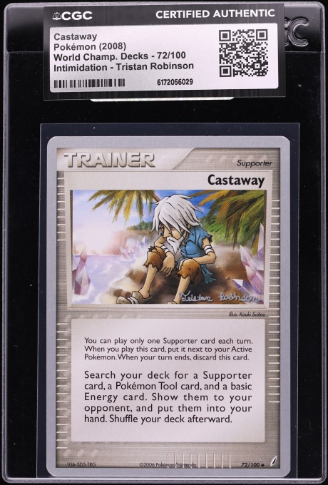 2008 Pokemon World Champ Decks Intimidation Tristan Robinson Castaway #72 CGC AUTH