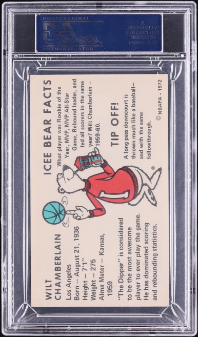 1972 Icee Bear Basketball Wilt Chamberlain PSA 10 GEM MINT