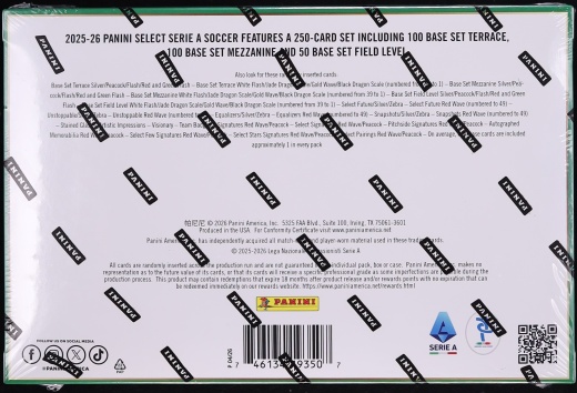 2025 Panini Select Serie A Soccer Hobby Sealed International Box, 12ct Packs