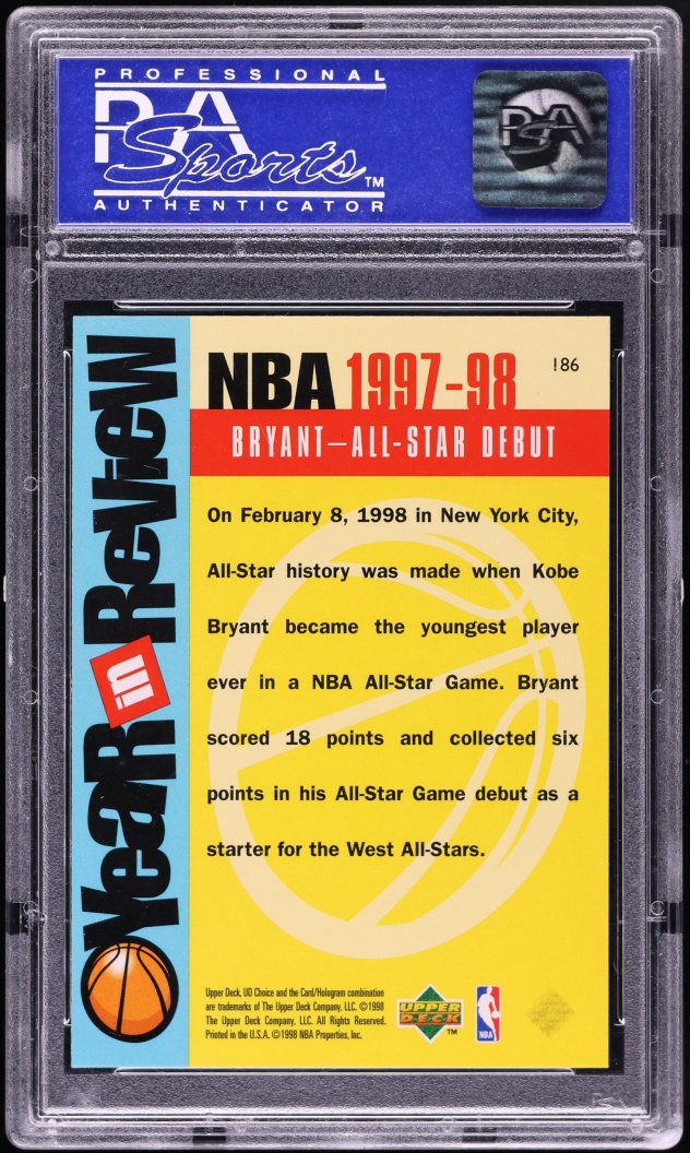 1998 Upper Deck Choice Kobe Bryant #186 PSA 10 GEM MINT