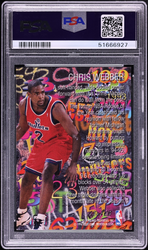 1995 Flair Hot Numbers Chris Webber #15 PSA 9 MINT
