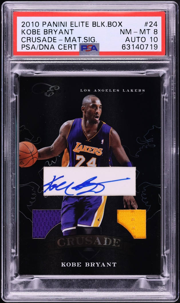 2010 Panini Elite Black Box Crusade Kobe Bryant PATCH AUTO DNA 10 /25 #24 PSA 8 NM-MT