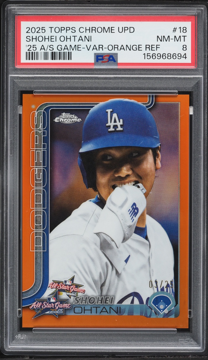 2025 Topps Chrome Update All Star Game Orange Refractor Shohei Ohtani /25 #ASGC-18 PSA 8 NM-MT