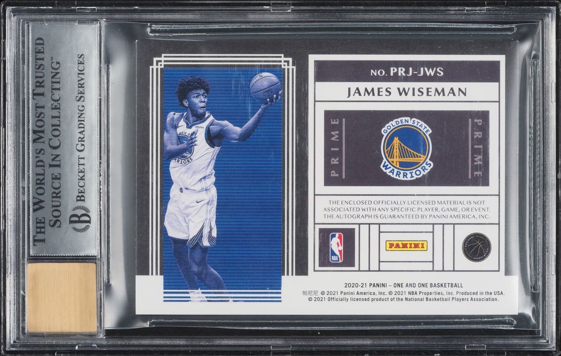 2020 Panini One And One Prime Purple James Wiseman ROOKIE PATCH AUTO /35 #PRJ-JWS BGS 9 MINT