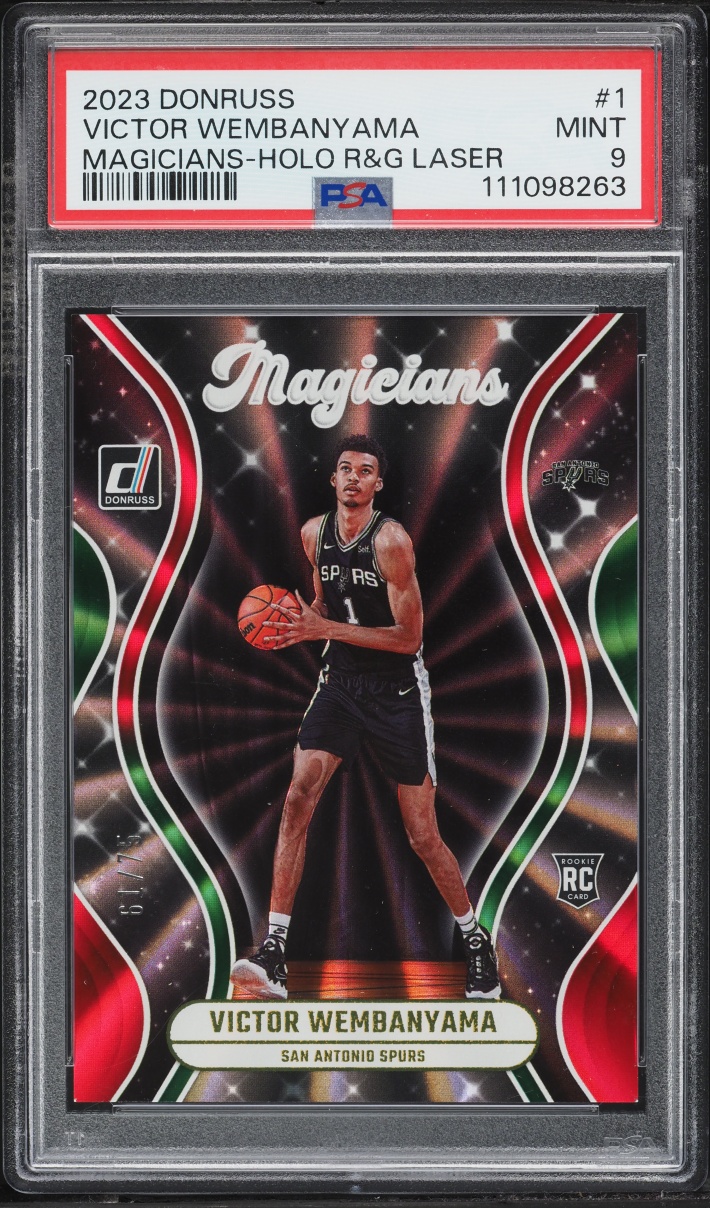 2023 Donruss Magicians Holo Red & Gold Laser Victor Wembanyama ROOKIE /75 #1 PSA 9 MINT