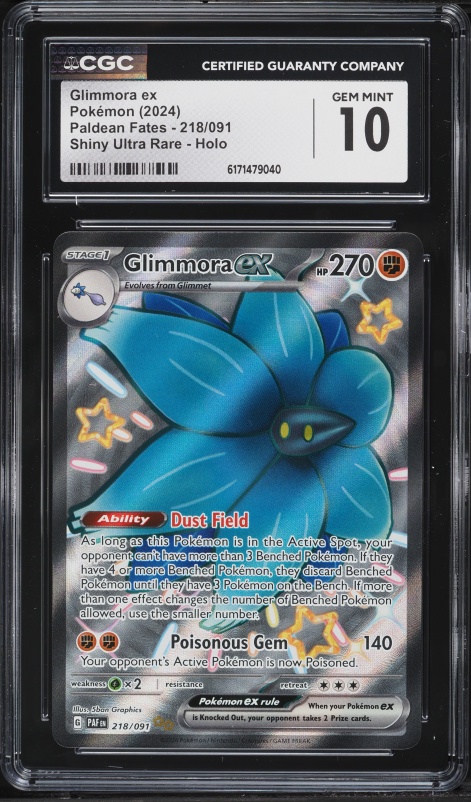 glimmora pokemon card value EX 111/190 Shiny Treasure ex Energy cards cant be attached from your opponents hand to that Pokemon. Glimmora Card Prices & Value