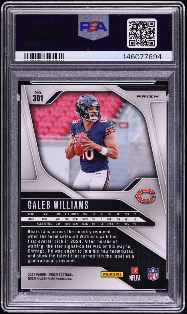 2024 Panini Prizm Silver Caleb Williams ROOKIE #301 PSA 10 GEM MINT