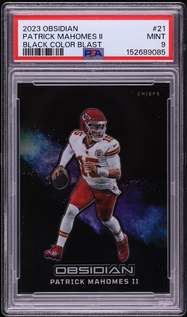 2023 Panini Obsidian Black Colorblast Patrick Mahomes II #21 PSA 9 MINT
