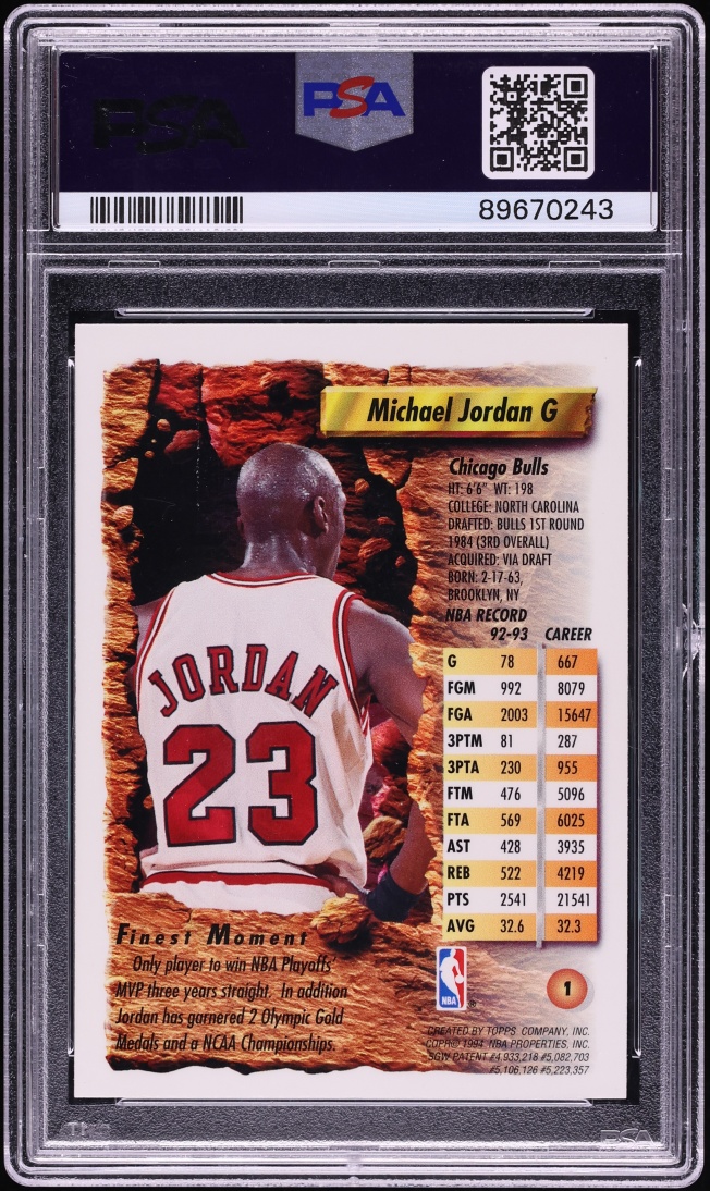 1993 Finest Basketball Michael Jordan #1 PSA 9 MINT