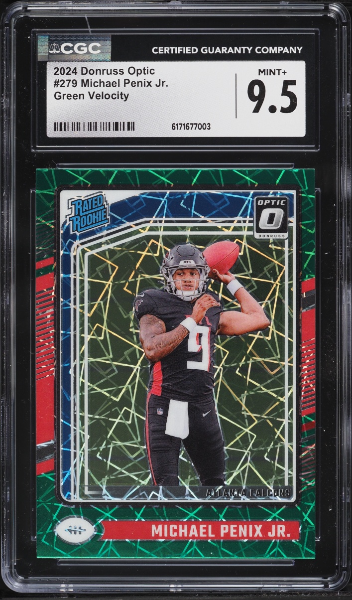 2024 Donruss Optic Green Velocity Michael Penix Jr. ROOKIE #279 CGC 9.5 MINT+