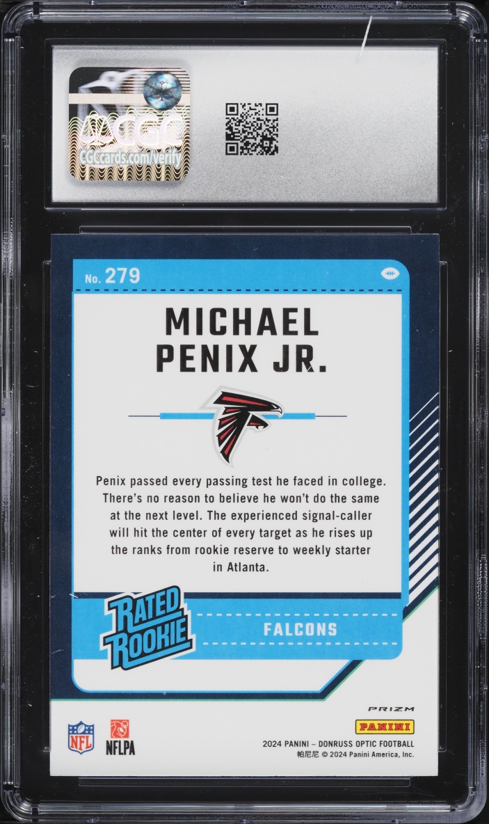 2024 Donruss Optic Green Velocity Michael Penix Jr. ROOKIE #279 CGC 9.5 MINT+