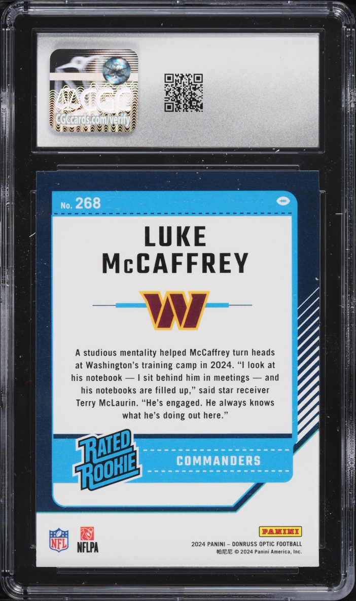 2024 Donruss Optic Luke McCaffrey ROOKIE #268 CGC 7 NRMT