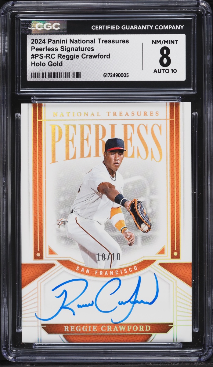 2024 National Treasures Peerless Holo Gold Reggie Crawford AUTO 10/10 #PS-RC CGC 8 NM-MT