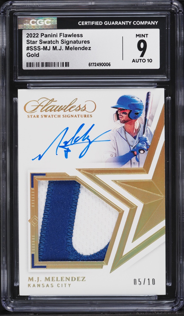 2022 Panini Flawless Star Swatch Signatures Gold M.J. Melendez PATCH AUTO /10 #SSS-MJ CGC 9