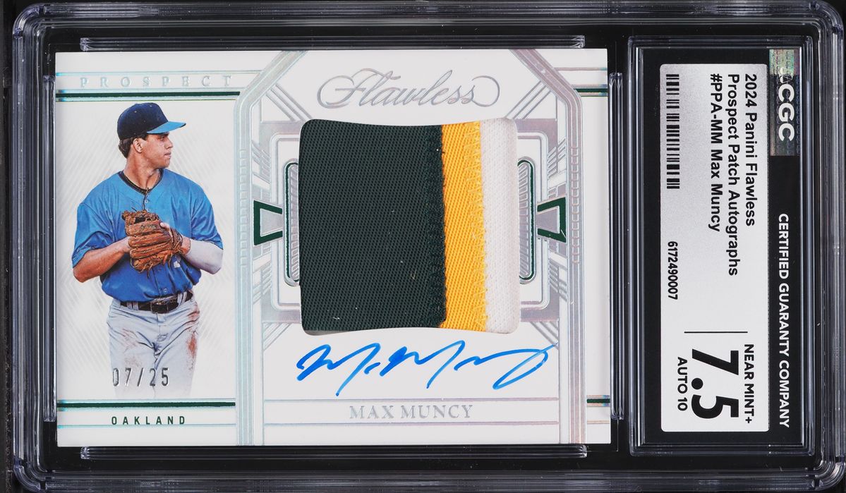 2024 Panini Flawless Max Muncy ROOKIE PATCH AUTO /25 #PPA-MM CGC 7.5 NRMT+
