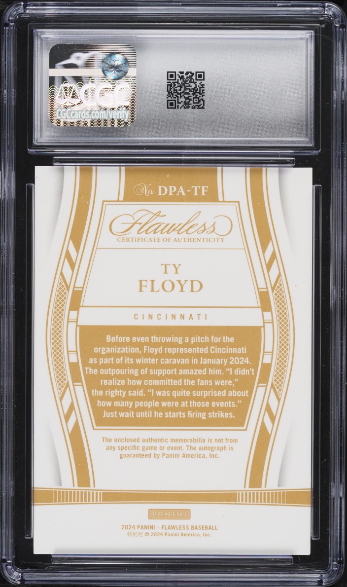 2024 Panini Flawless Draft Ruby Ty Floyd ROOKIE PATCH AUTO /20 #DPA-TF CGC 8.5 NM-MT+