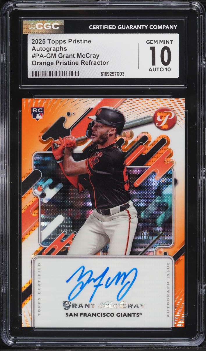 2025 Topps Pristine Orange Refractor Grant McCray ROOKIE AUTO /25 #PA-GM CGC 10 GEM MINT