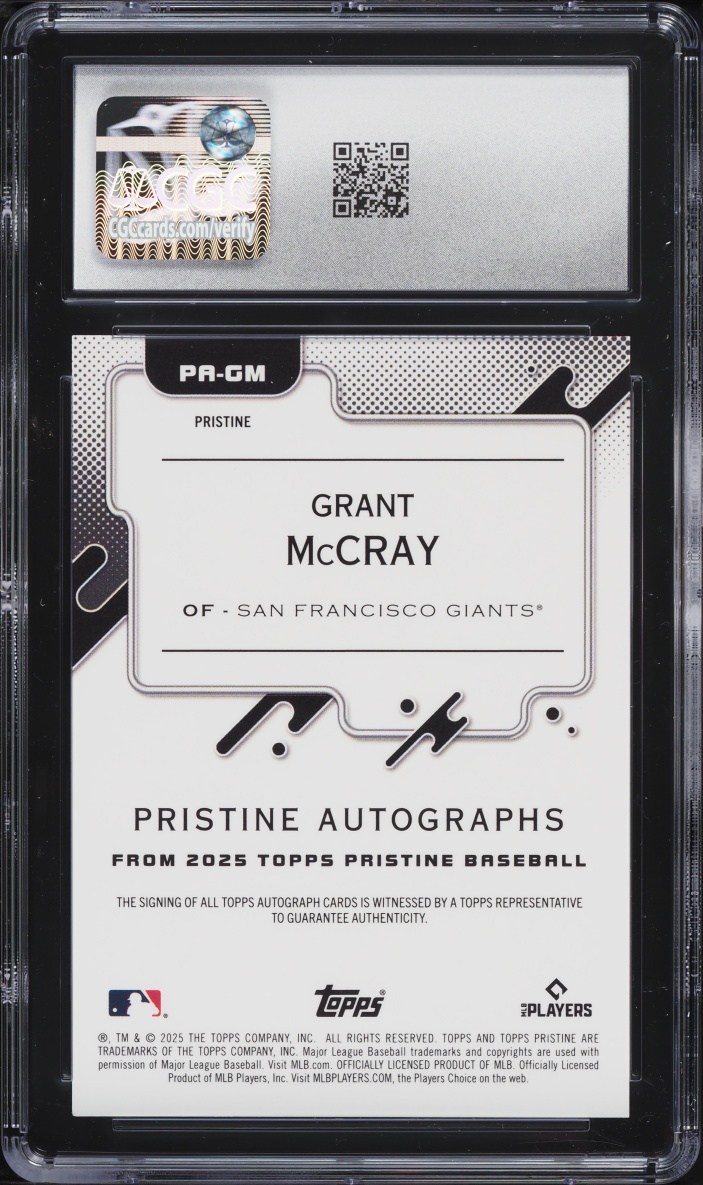 2025 Topps Pristine Orange Refractor Grant McCray ROOKIE AUTO /25 #PA-GM CGC 10 GEM MINT