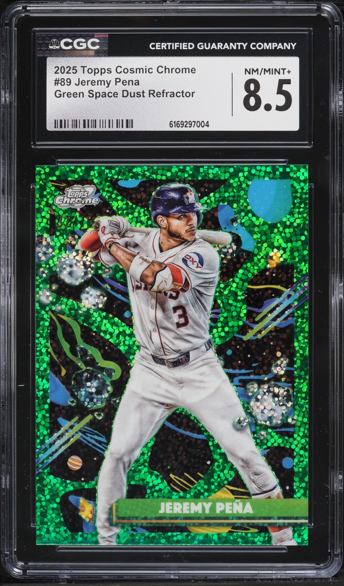 2025 Topps Chrome Cosmic Green Space Dust Refractor Jeremy Pena /75 #89 CGC 8.5 NM-MT+