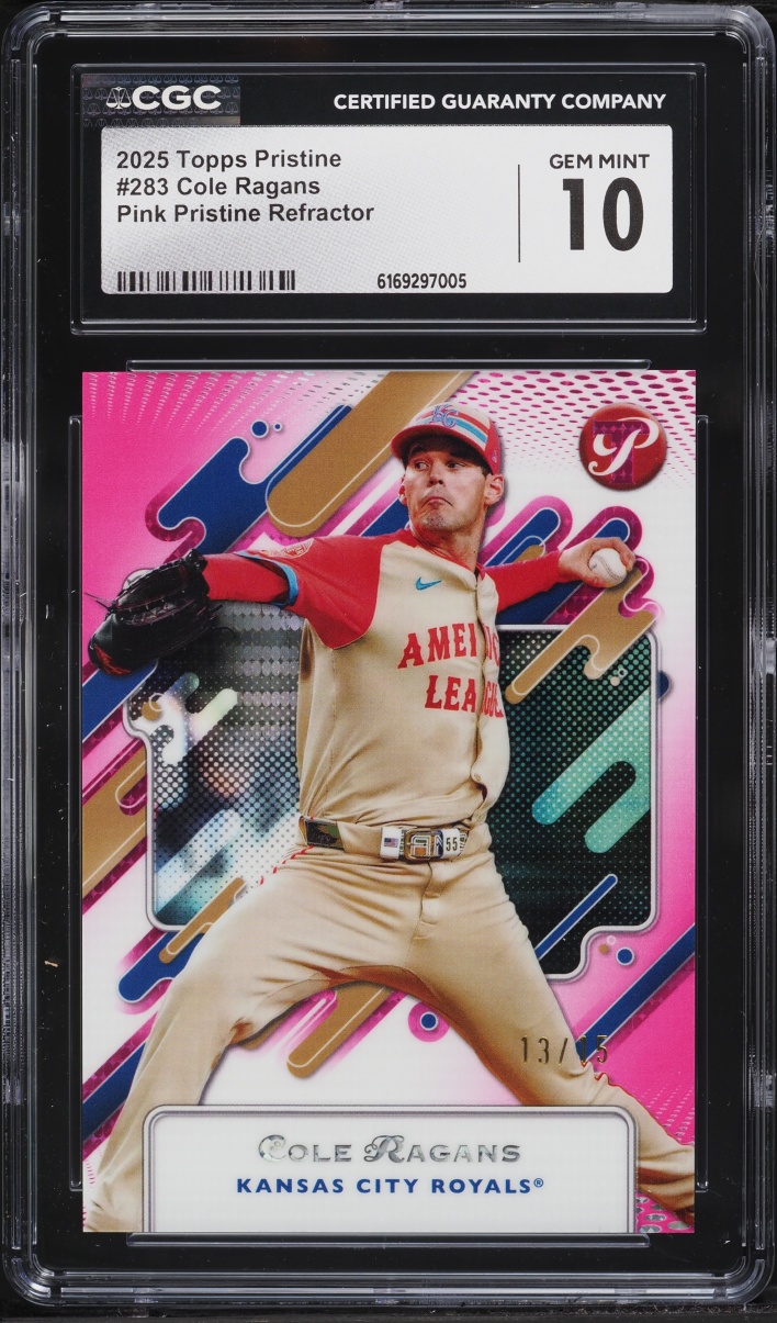 2025 Topps Pristine Pink Refractor Cole Ragans /15 #283 CGC 10 GEM MINT