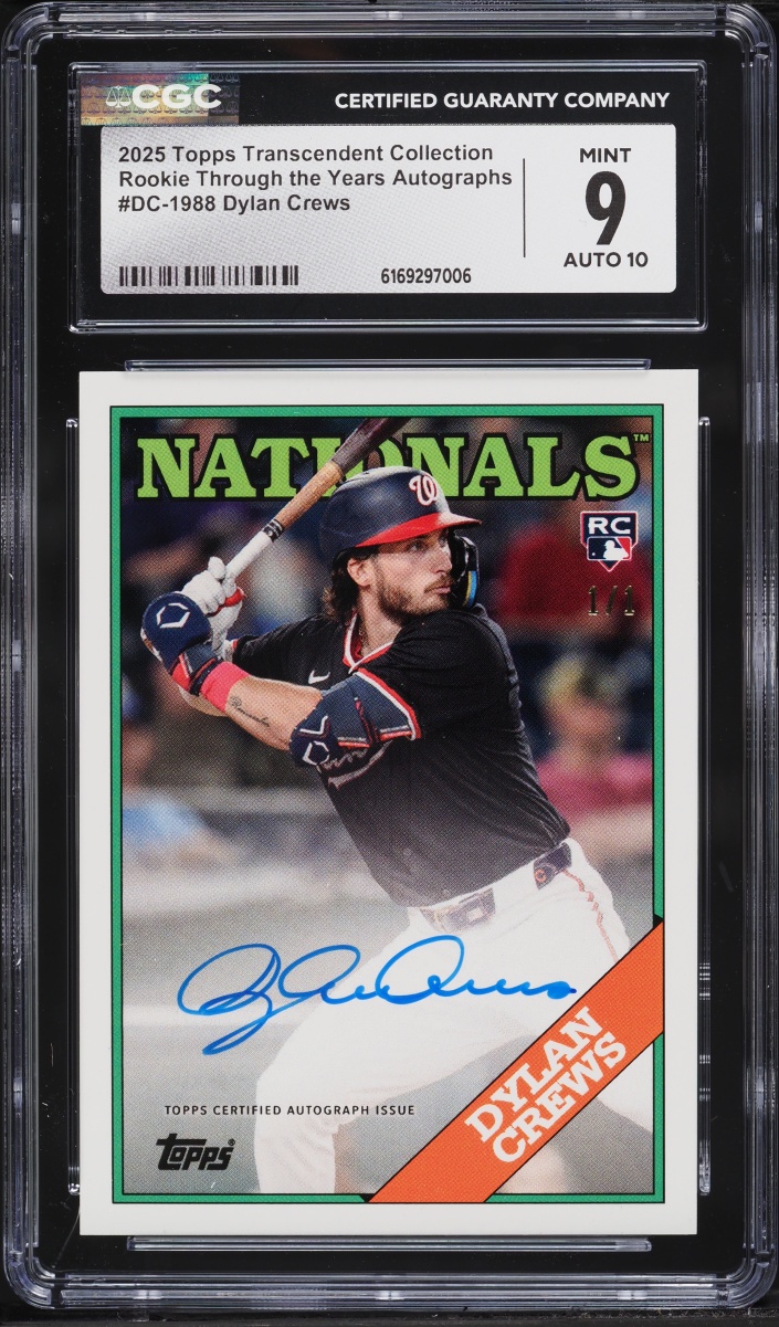 2025 Topps Transcendent Collection Through The Years Dylan Crews ROOKIE AUTO 1/1 #DC-1988 CGC 9