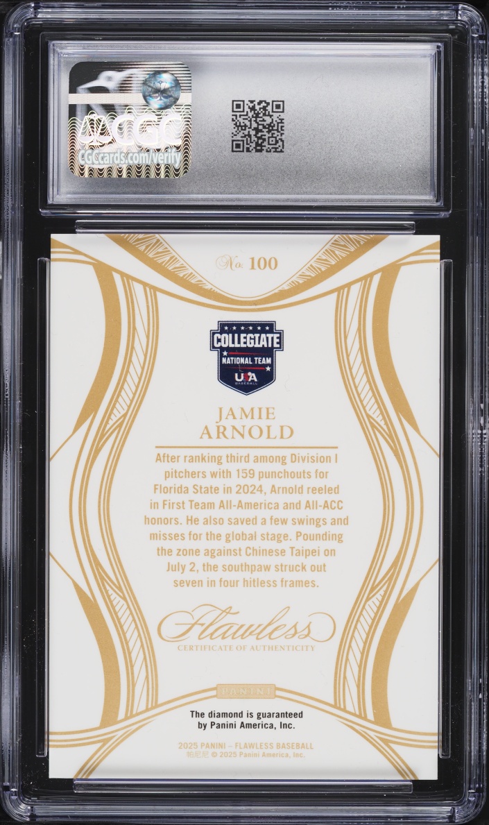 2025 Panini Flawless Diamond Jamie Arnold ROOKIE /25 #100 CGC 7 NRMT