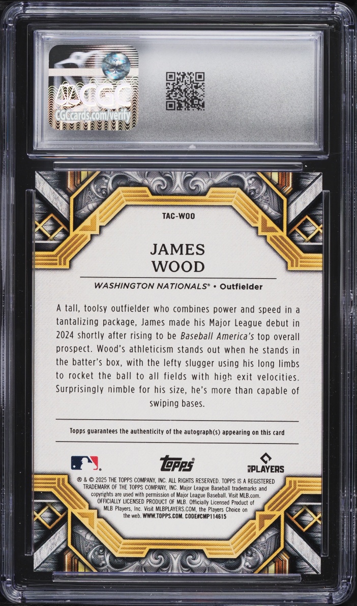 2025 Topps Transcendent Collection James Wood ROOKIE AUTO /25 #TAC-WOO CGC 9 MINT