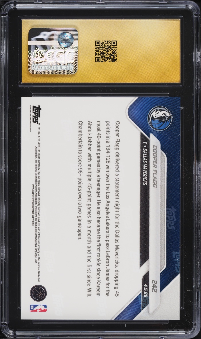 2025 Topps Now Cooper Flagg ROOKIE #242 CGC 10 PRISTINE