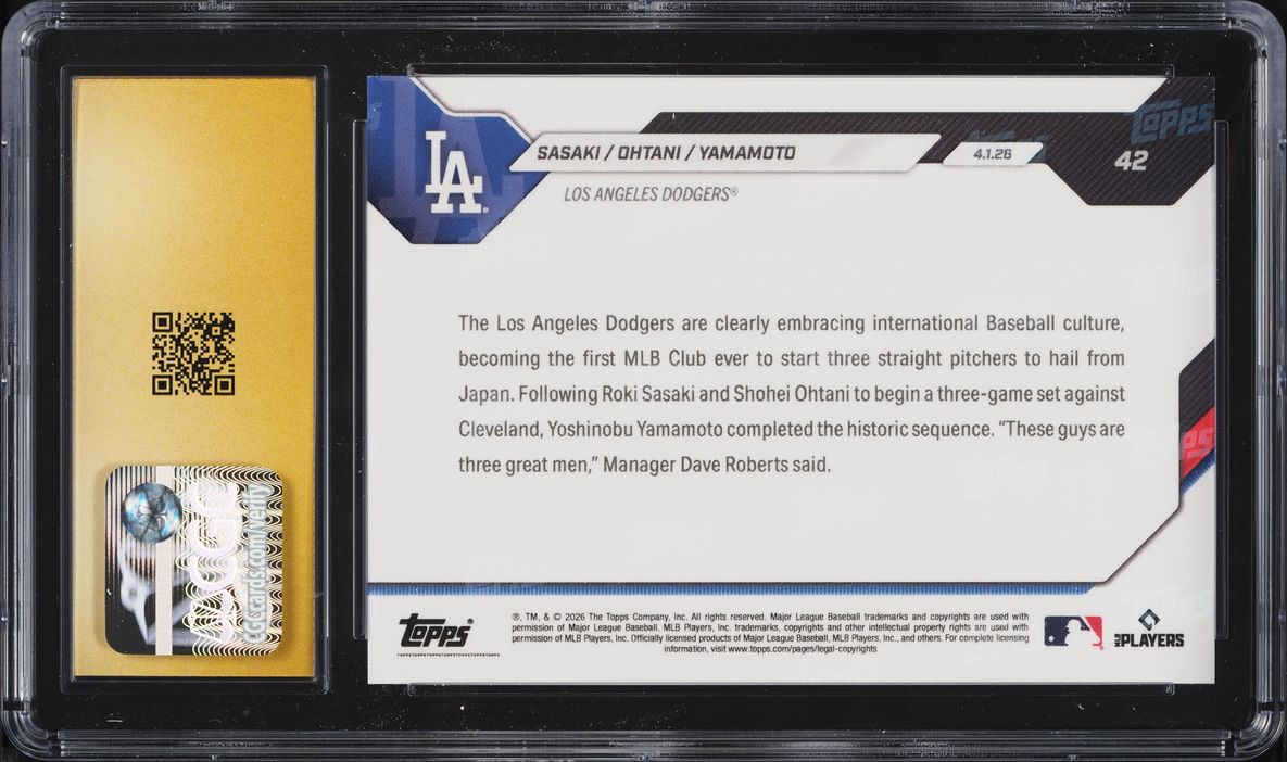2026 Topps Now Sasaki Ohtani Yamamoto #42 CGC 10 PRISTINE