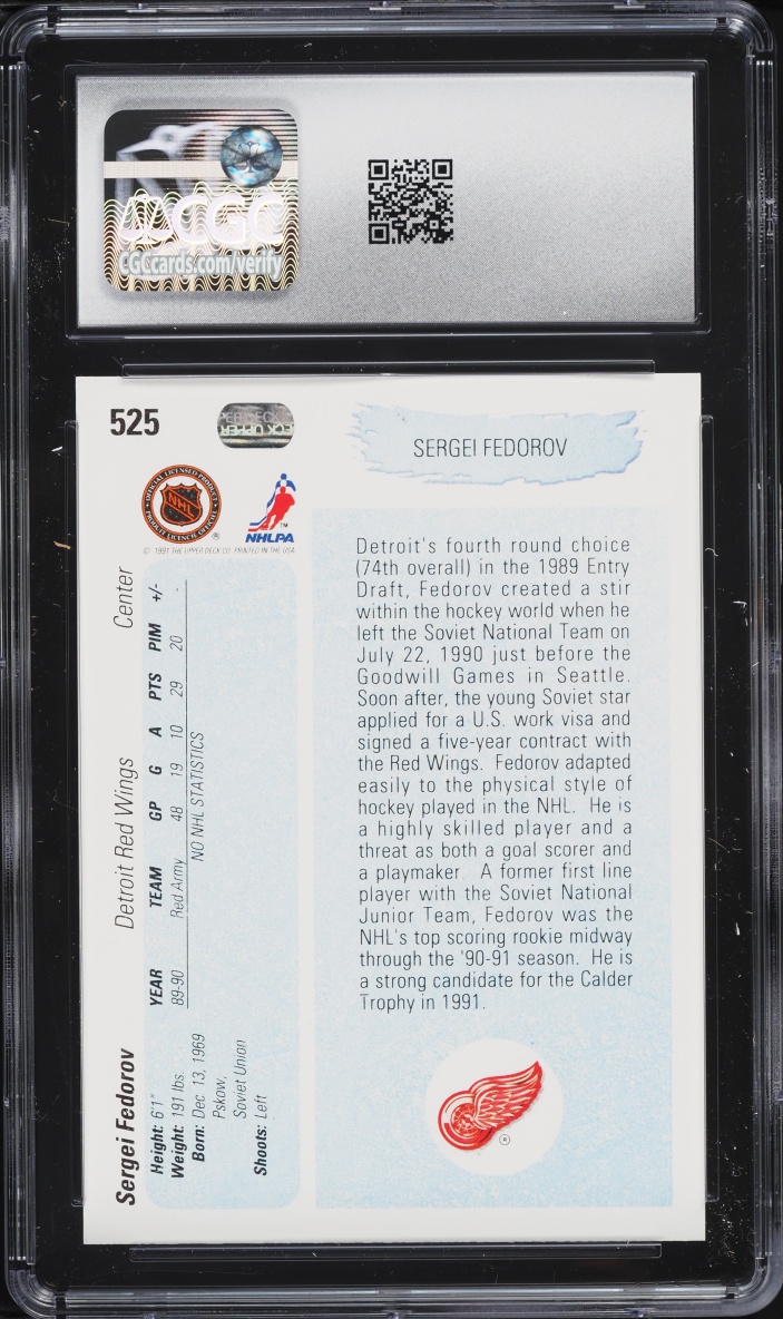 1990 Upper Deck Young Guns Sergei Fedorov ROOKIE #525 CGC 10 GEM MINT