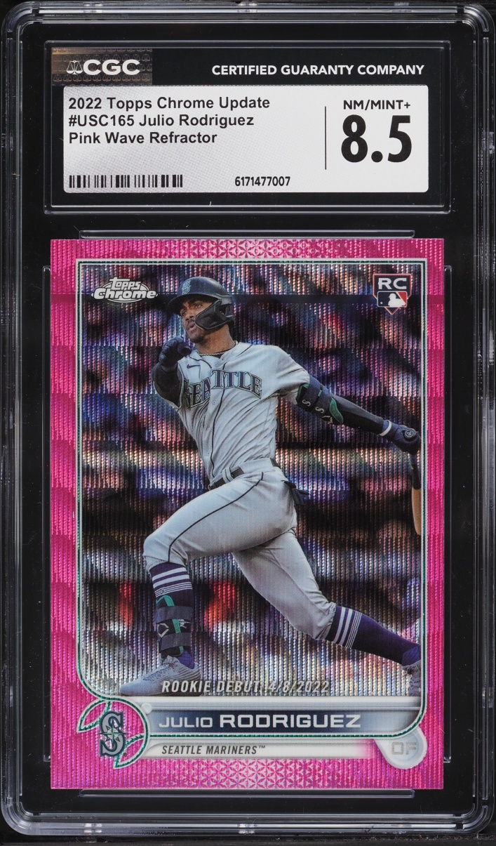 2022 Topps Chrome Update Pink Wave Refractor Julio Rodriguez ROOKIE #USC165 CGC 8.5 NM-MT+