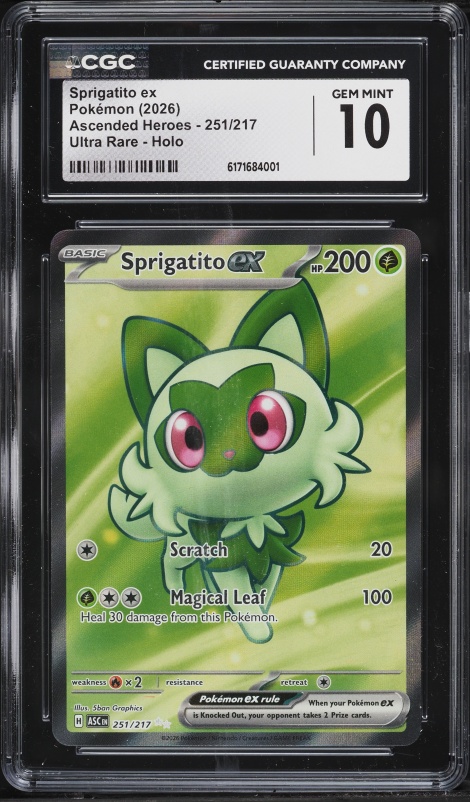 2026 Pokemon Mega Evolution Ascended Heroes Full Art Sprigatito ex #251 CGC 10 GEM MINT