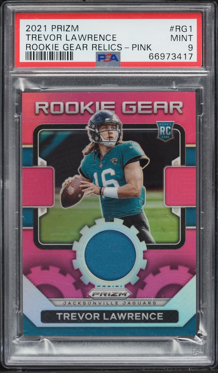 2021 Panini Prizm Gear Pink Trevor Lawrence ROOKIE PATCH #RG-1 PSA 9 MINT