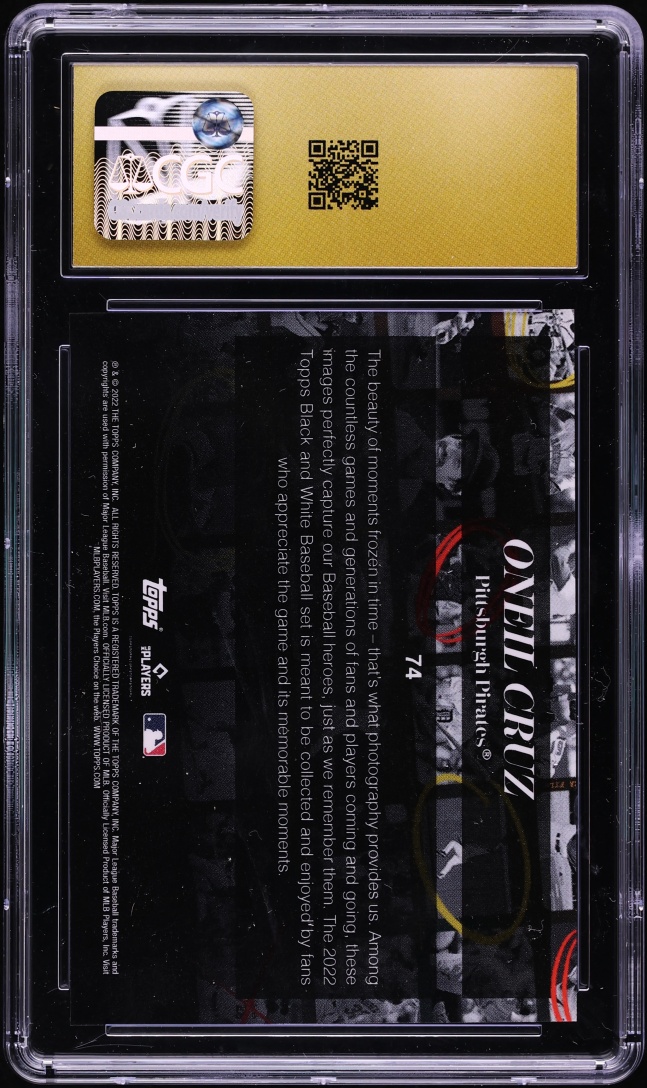 2022 Topps Black & White Oneil Cruz ROOKIE #74 CGC 10 PRISTINE