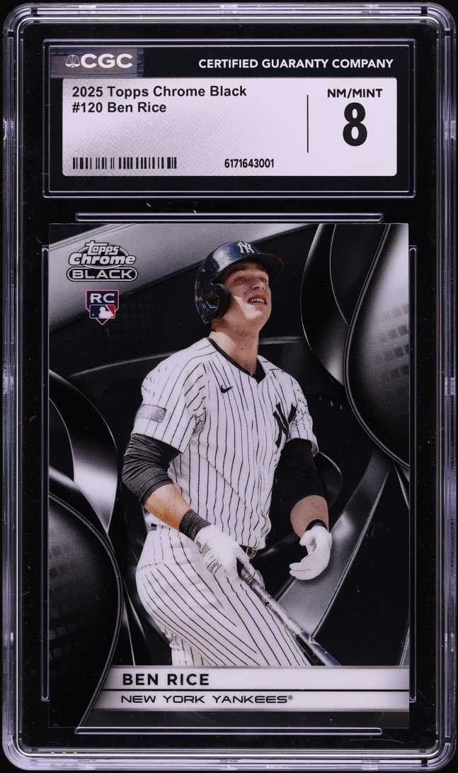 2025 Topps Chrome Black Ben Rice ROOKIE #120 CGC 8 NM-MT