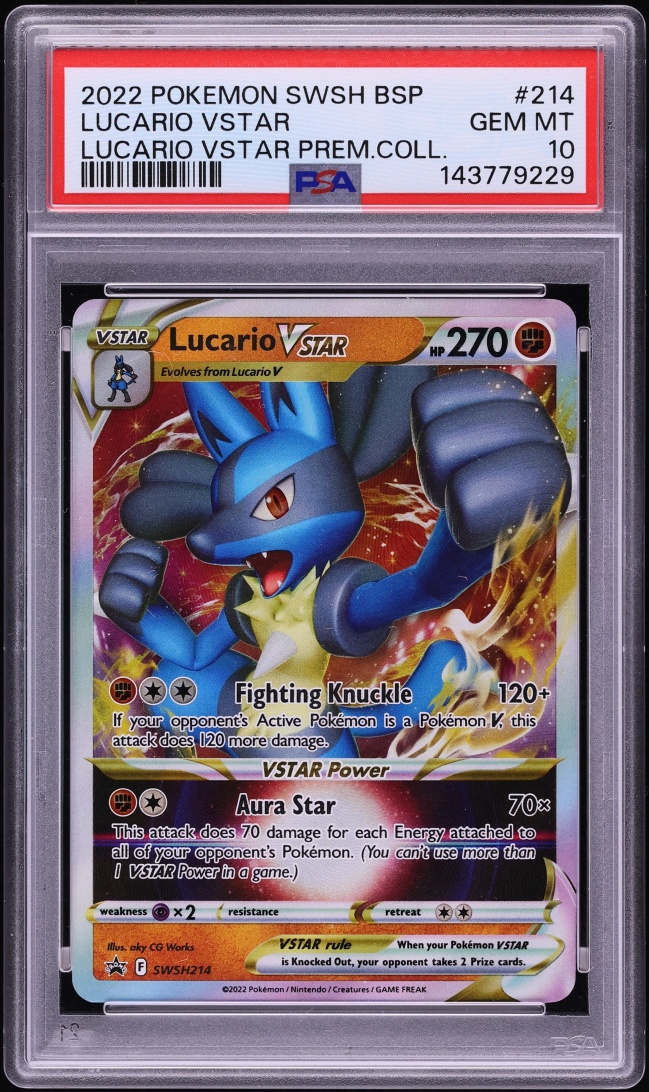 2022 Pokemon Sword & Shield Promo Premium Lucario VSTAR #214 PSA 10 GEM MINT