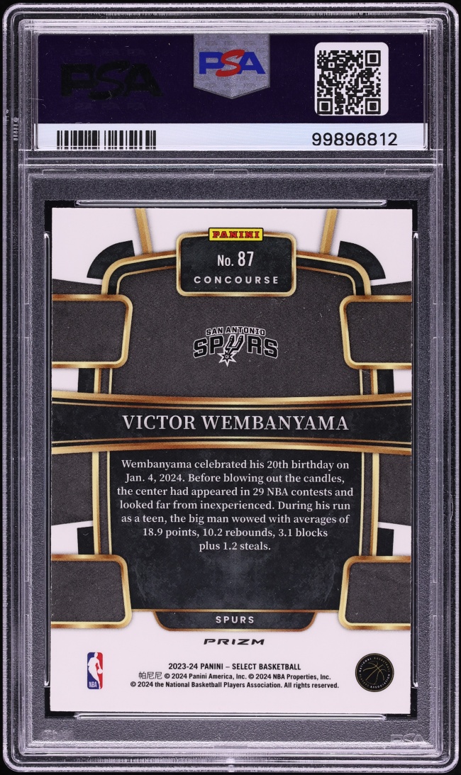 2023 Select Concourse Silver Prizm Victor Wembanyama ROOKIE #87 PSA 10 GEM MINT