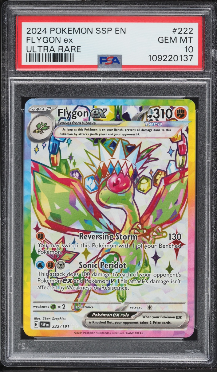 2024 Pokemon Scarlet & Violet Surging Sparks SEC Flygon EX  #222 PSA 10 GEM MINT