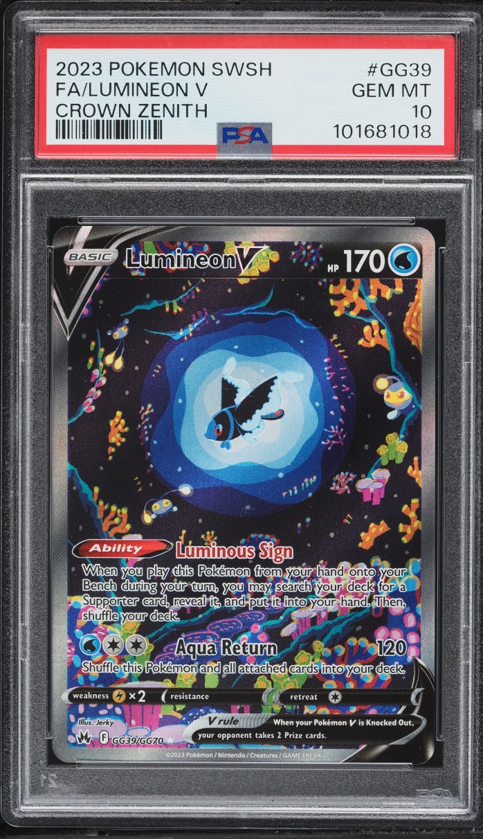 2023 Pokemon Sword & Shield Crown Zenith Alt Art Lumineon V #GG39 PSA 10 GEM MINT