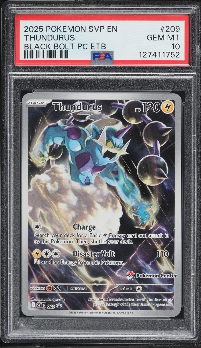 2025 Pokemon SV Promo Black Bolt Center ETB Alt Art Thundurus #209 PSA 10 GEM MINT