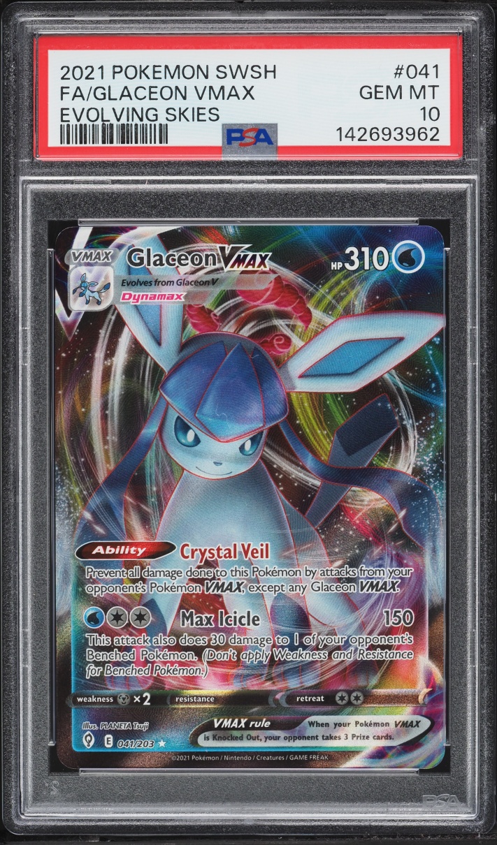 2021 Pokemon Sword & Shield Evolving Skies Alt Art Glaceon VMAX #41 PSA 10 GEM MINT