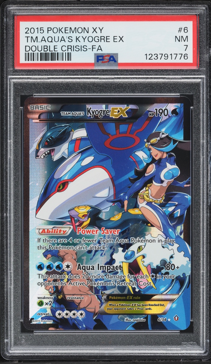 2015 Pokemon XY Double Crisis Full Art Team Aqua's Kyogre EX #6 PSA 7 NRMT