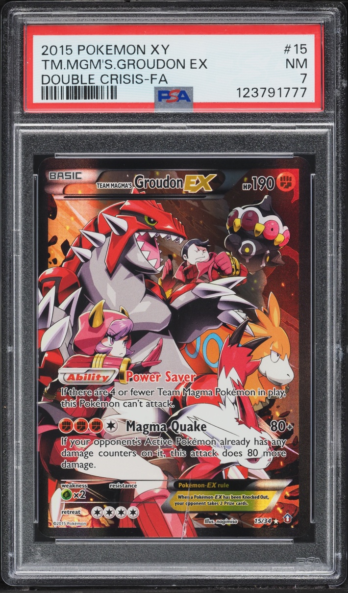 2015 Pokemon XY Double Crisis Full Art Team Magma's Groudon EX #15 PSA 7 NRMT