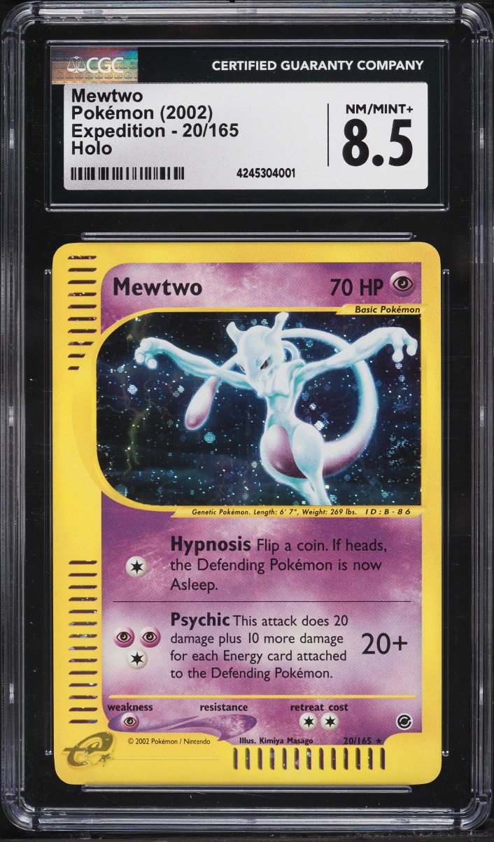 2002 Pokemon Expedition Holo Mewtwo #20 CGC 8.5 NM-MT+